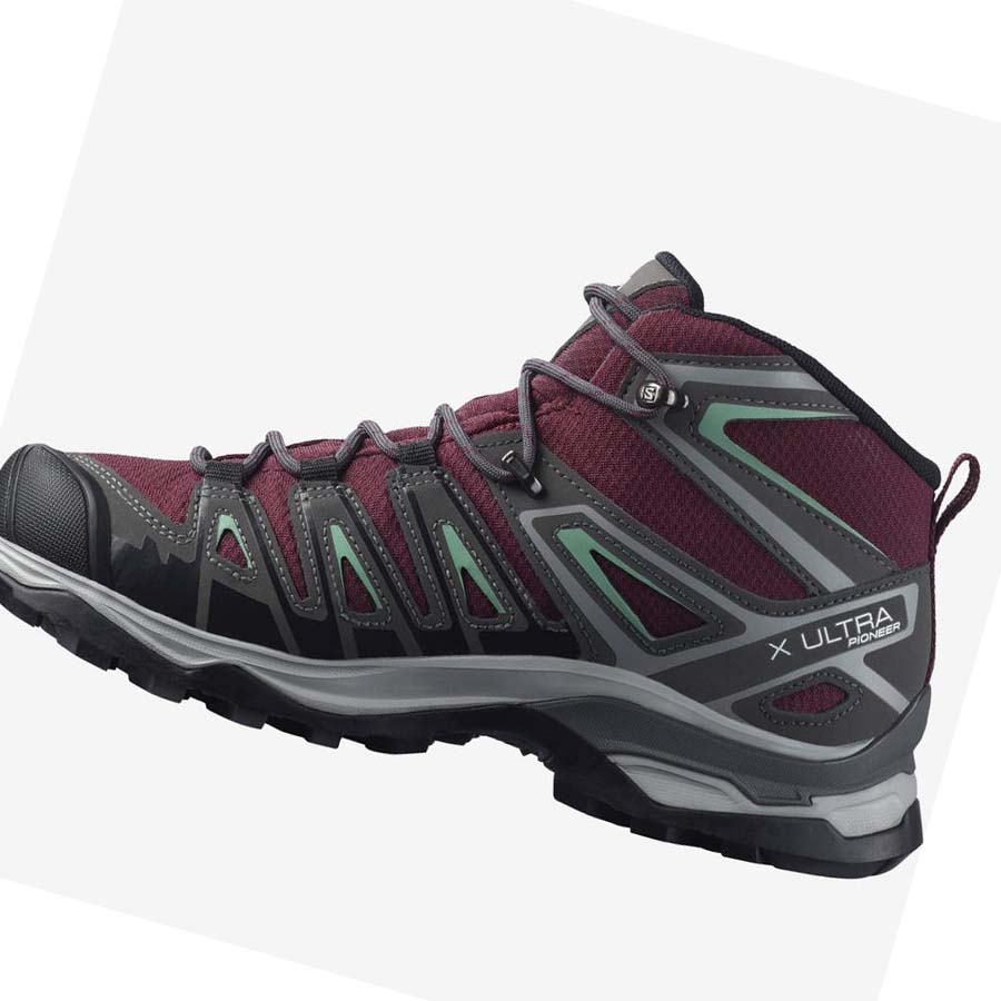 Salomon WoX ULTRA PIONEER MID CLIMASALOMON™ WATERPROOF Túracipő Női Piros | HU 2832CTV